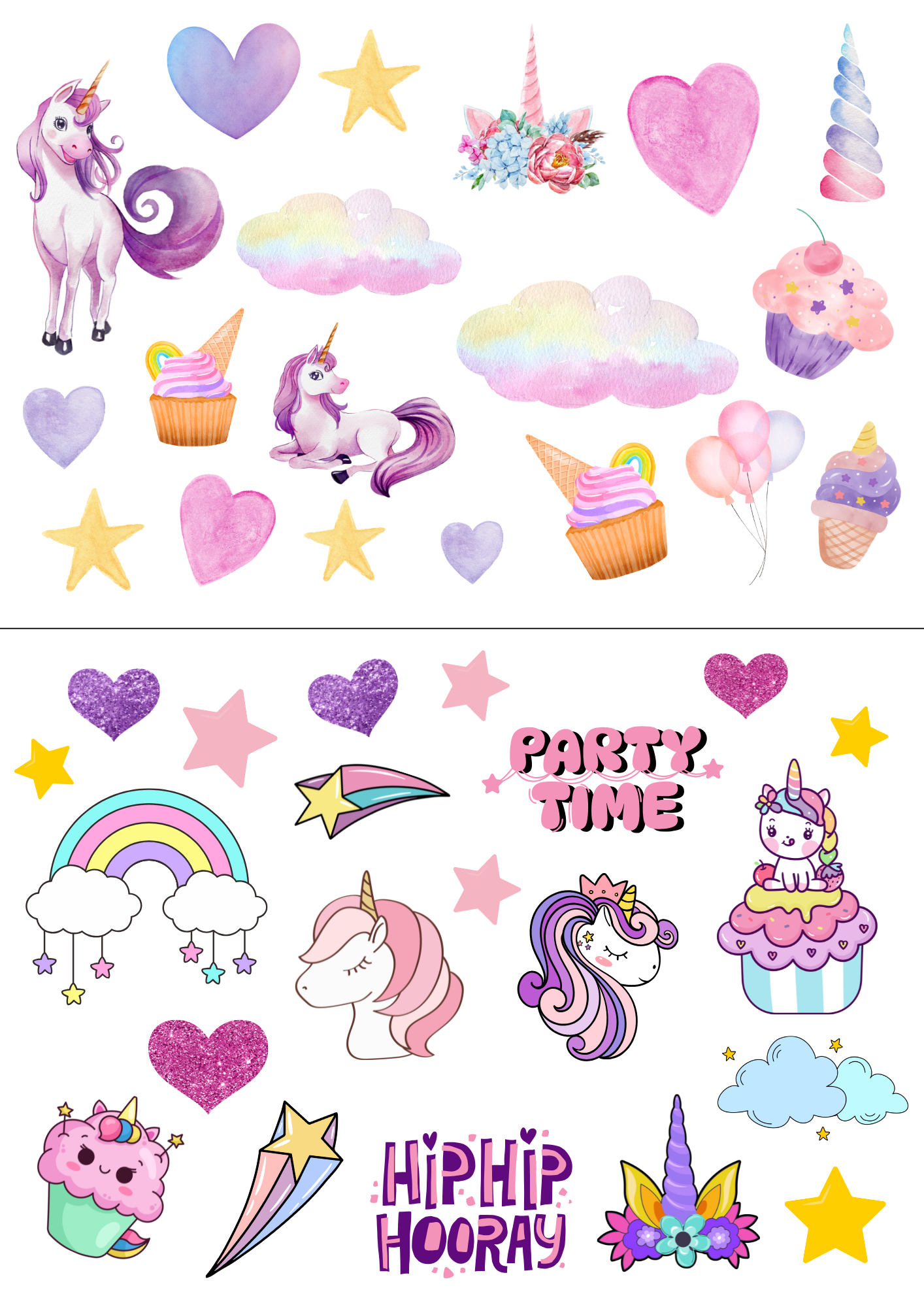 8X5 Unicorn theme sticker sheet (2 sheets)