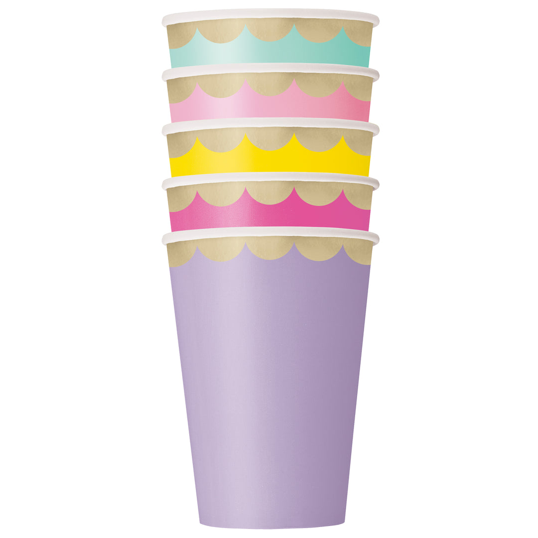 Assorted Colors Scalloped Edge Paper Cups 10ct