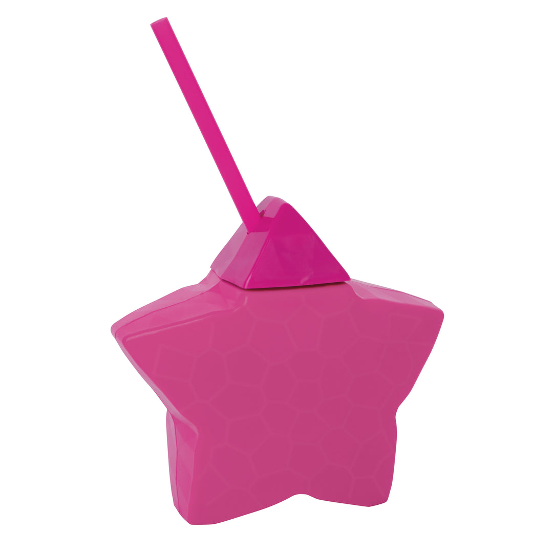 Pink Star Plastic Cup with Straw (Qty:1)