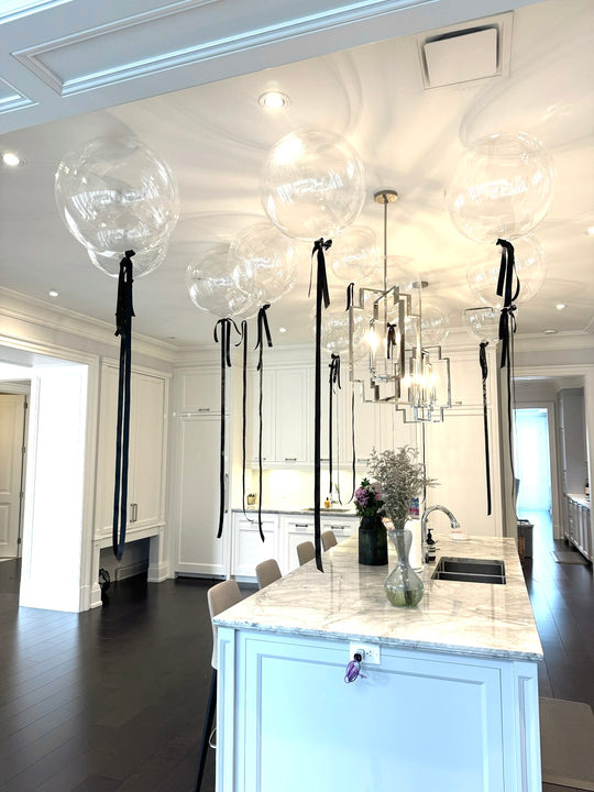 Clear Ceiling Balloons with black lace accent (Qty 1)