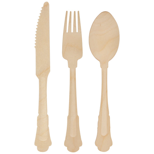 Assorted Shaped Wooden Cutlery 12pc