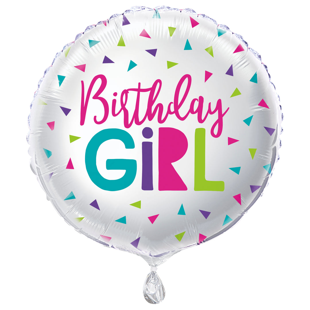 Birthday Girl Round Confetti Foil Balloon (uninflated)