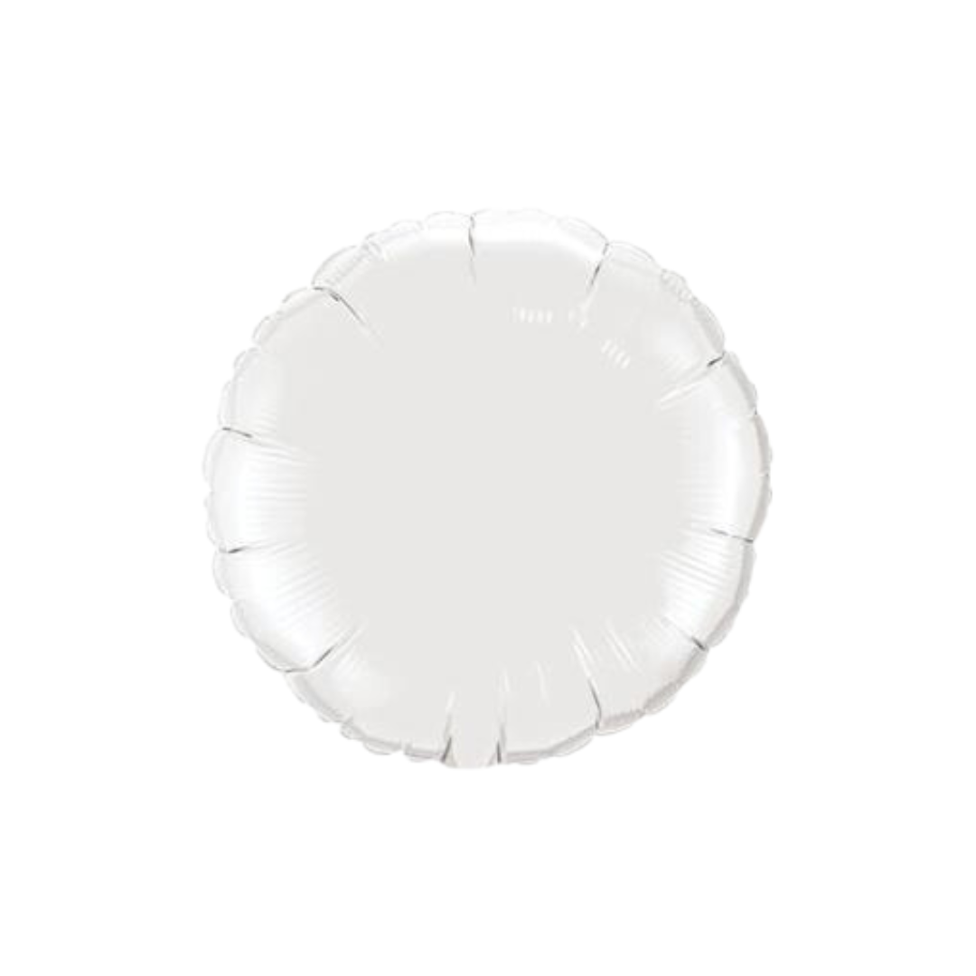 18" White Round Foil (uninflated)