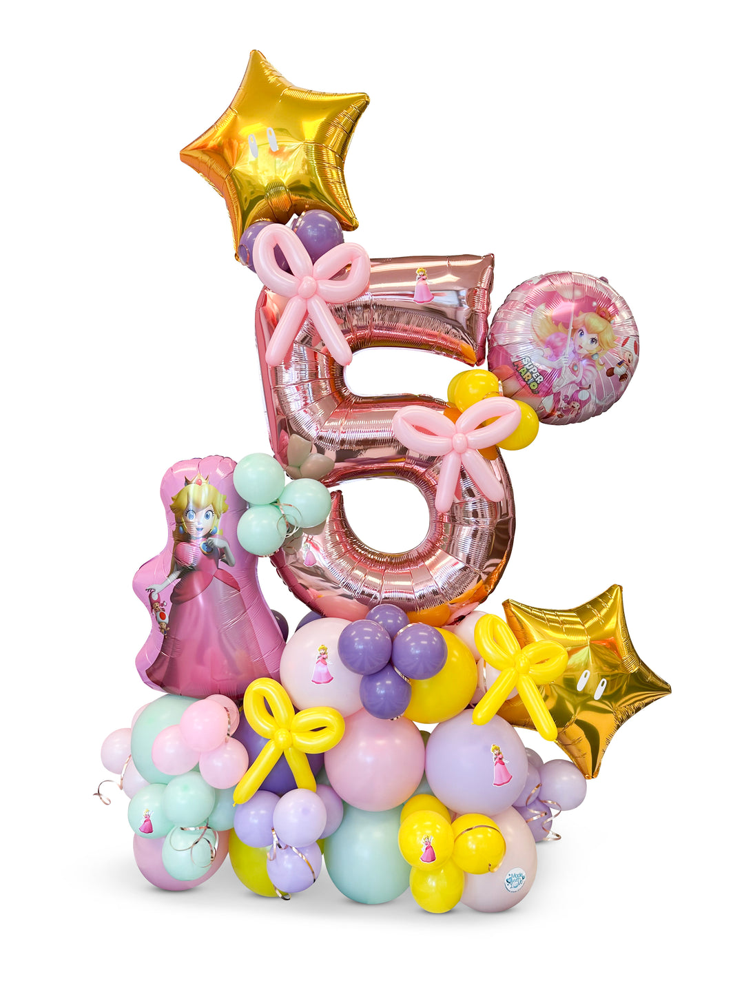 Princess Peach balloon Number cluster stand