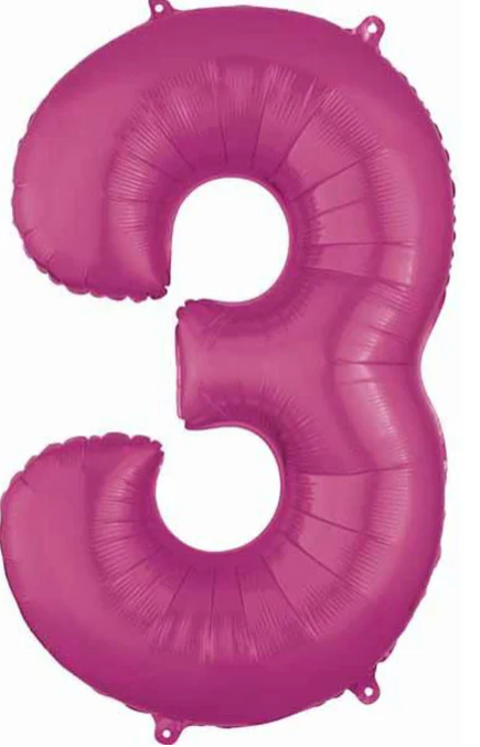 34" Number Balloons Metallic Pink