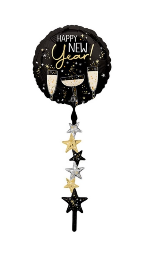 67" AirWalkers Bubbly New Year Foil Balloon