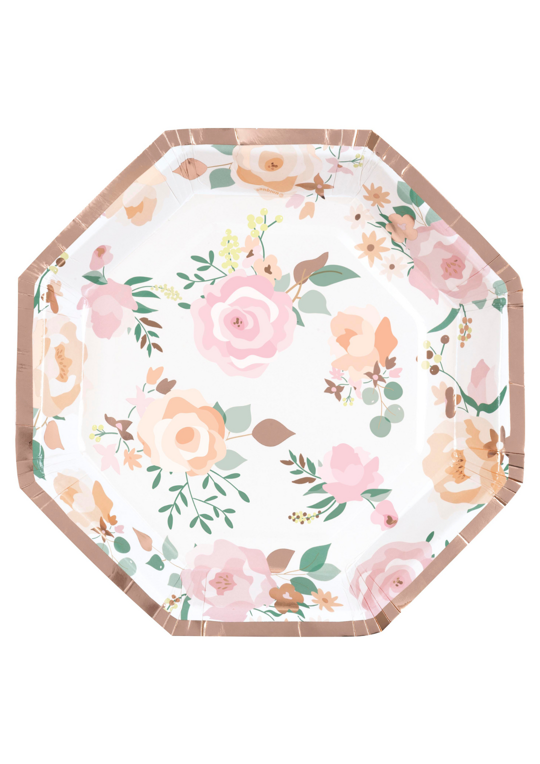 Pink Blooms Octagon Shaped Plates 8ct