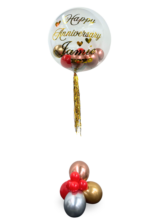 Bubble Clear custom message 24"/36" Balloons w/mini balloons (include bubble weight)