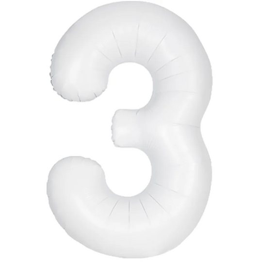 Matte Powder White Foil Numbers 34"